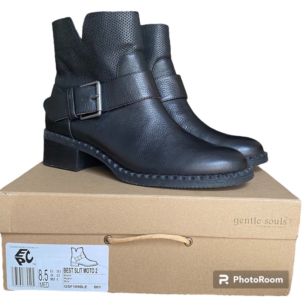 Gentle Souls by Kenneth Cole Best Slit Moto 2 Boots Black Size 8.5
